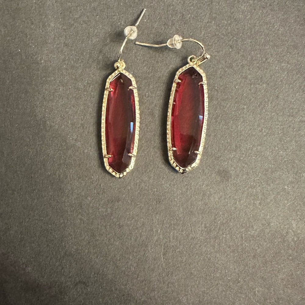Elegant Gold and Red Drop Earrings
